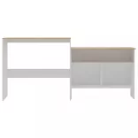 fehér és tölgyszínű bárasztal 2 asztallappal 130 x 40 x 120 cm