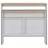 fehér és tölgyszínű bárasztal 2 asztallappal 130 x 40 x 120 cm