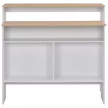 fehér és tölgyszínű bárasztal 2 asztallappal 130 x 40 x 120 cm