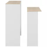 fehér és tölgyszínű bárasztal 2 asztallappal 130 x 40 x 120 cm