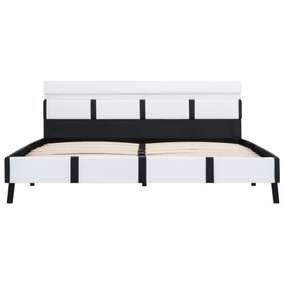 fehér LED-es műbőr ágykeret 140 x 200 cm