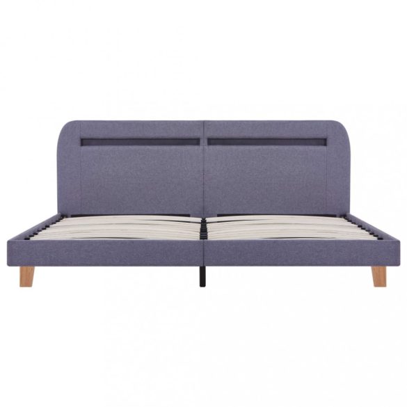 világosszürke szövetkárpitozású LED-es ágykeret 160 x 200 cm