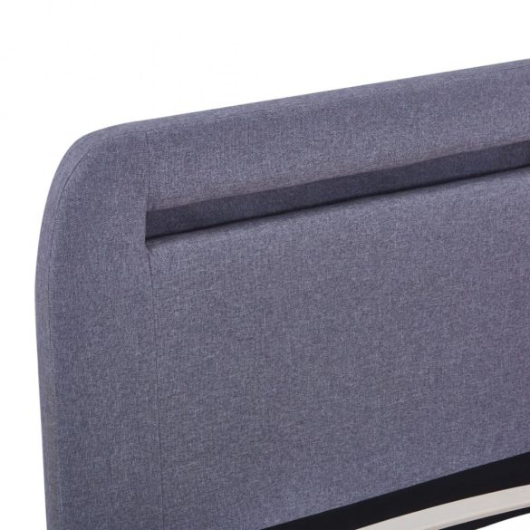 világosszürke szövetkárpitozású LED-es ágykeret 160 x 200 cm