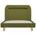 zöld szövetkárpitozású LED-es ágykeret 90 x 200 cm