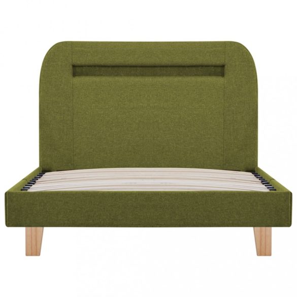 zöld szövetkárpitozású LED-es ágykeret 90 x 200 cm