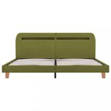 zöld szövetkárpitozású LED-es ágykeret 160 x 200 cm