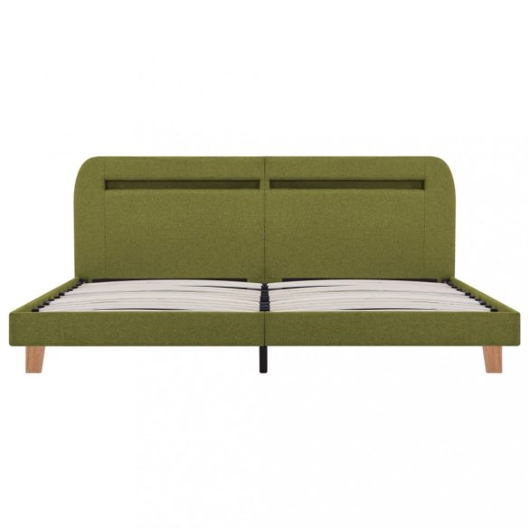 zöld szövetkárpitozású LED-es ágykeret 160 x 200 cm