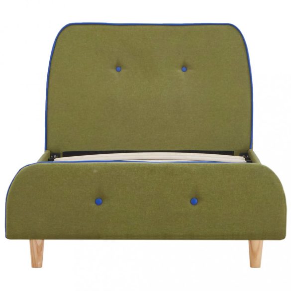 zöld szövetkárpitozású ágykeret 90 x 200 cm