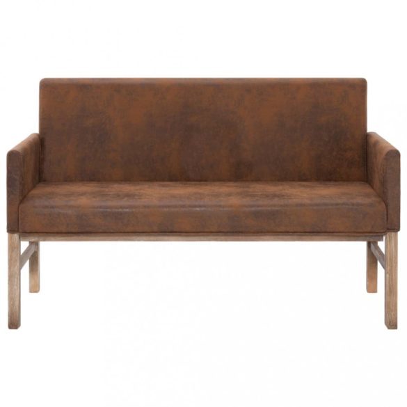 barna művelúr pad karfával 140 cm