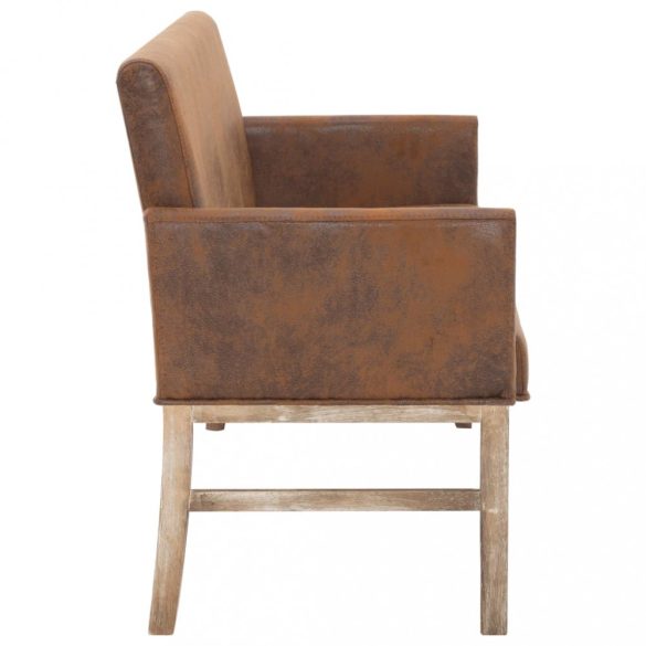 barna művelúr pad karfával 140 cm