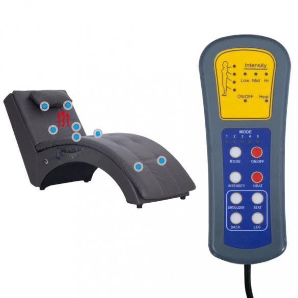 szürke masszázsfunkciós műbőr dívány párnával