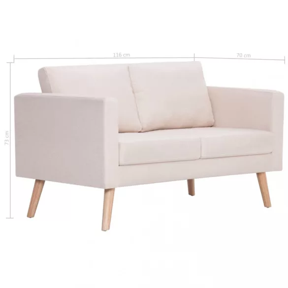 2-személyes krémszínű szövetkanapé