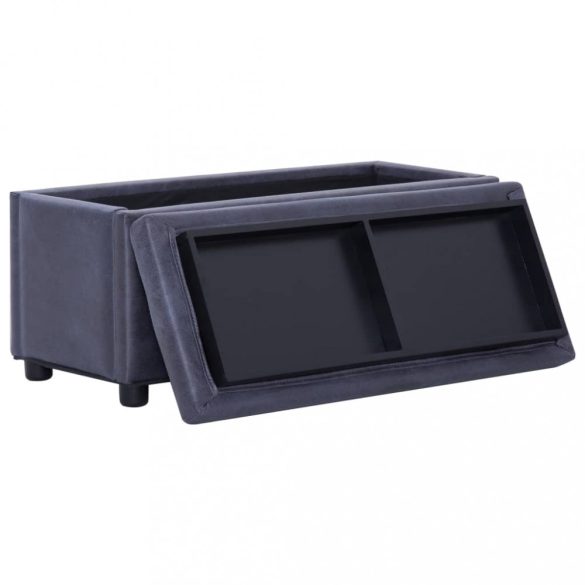 szürke művelúr tárolózsámoly 87,5 cm