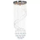 ezüstszínű spirálos mennyezeti lámpa kristálygyöngyökkel G9