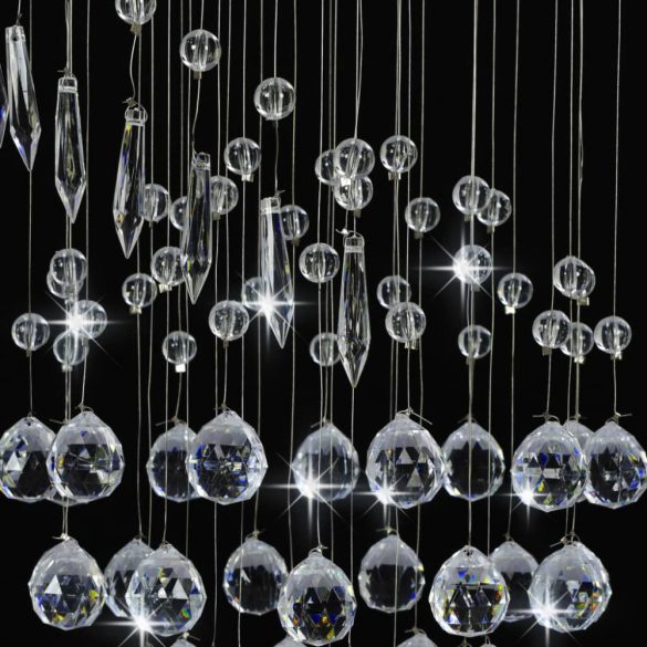 ezüstszínű spirálos mennyezeti lámpa kristálygyöngyökkel G9