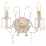 antik fehér fali lámpa gyöngyökkel 2 x E14