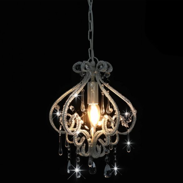 fehér kerek mennyezeti lámpa gyöngyökkel E14