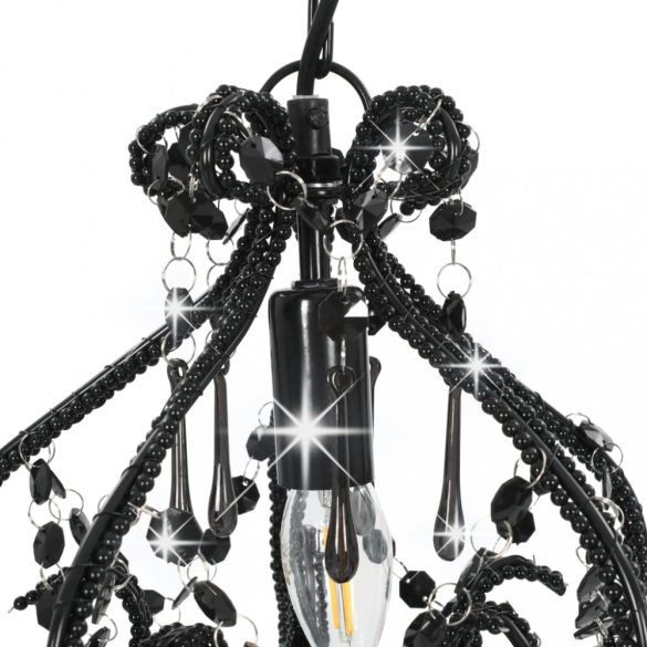 fekete kerek mennyezeti lámpa gyöngyökkel E14