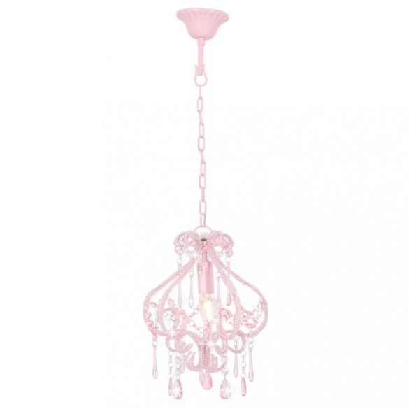 rózsaszín kerek mennyezeti lámpa gyöngyökkel E14