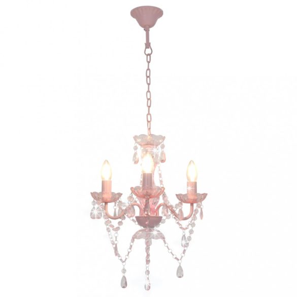 rózsaszín kerek csillár gyöngyökkel 3 x E14