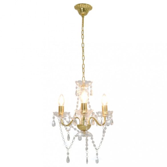 aranyszínű kerek csillár gyöngyökkel 3 x E14