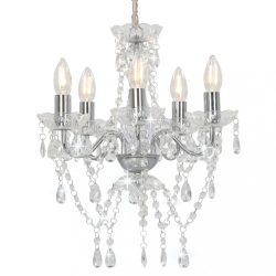 ezüstszínű kerek csillár kristálygyöngyökkel 5 x E14