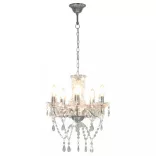 ezüstszínű kerek csillár kristálygyöngyökkel 5 x E14