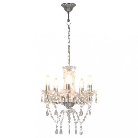 ezüstszínű kerek csillár kristálygyöngyökkel 5 x E14