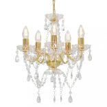 aranyszínű kerek csillár kristálygyöngyökkel 5 x E14