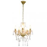 aranyszínű kerek csillár kristálygyöngyökkel 5 x E14