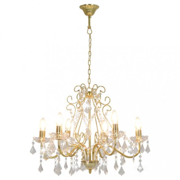 aranyszínű kerek csillár kristálygyöngyökkel 6 x E14