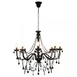 fekete csillár gyöngyökkel és 8 db E14 égővel