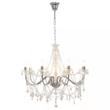 ezüstszínű csillár gyöngyökkel és 8 db E14 izzófoglalattal