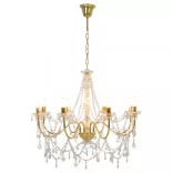 aranyszínű csillár gyöngyökkel és 8 db E14 izzófoglalattal