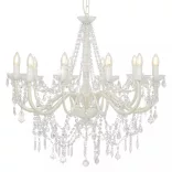 fehér csillár gyöngyökkel és 12 db E14 izzófoglalattal