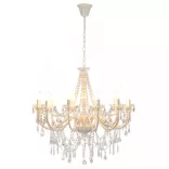 fehér csillár gyöngyökkel és 12 db E14 izzófoglalattal