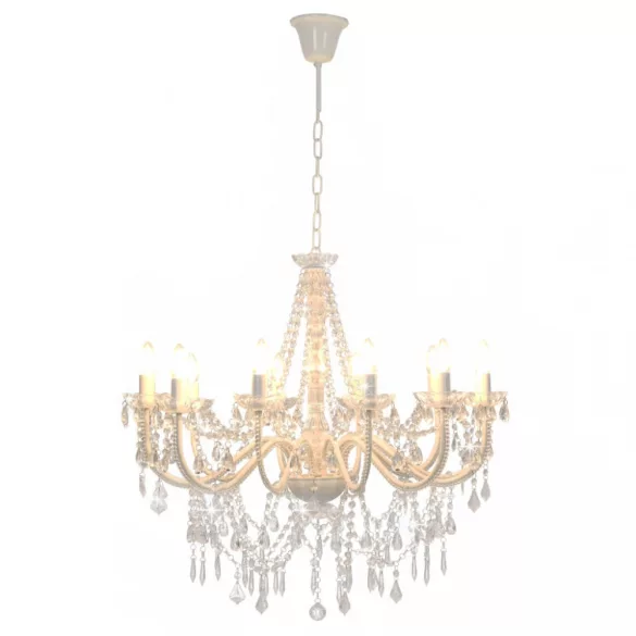 fehér csillár gyöngyökkel és 12 db E14 izzófoglalattal