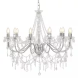 ezüstszínű csillár gyöngyökkel és 12 db E14 izzófoglalattal