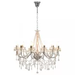 ezüstszínű csillár gyöngyökkel és 12 db E14 izzófoglalattal