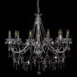 ezüstszínű csillár gyöngyökkel és 12 db E14 izzófoglalattal