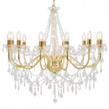 aranyszínű csillár gyöngyökkel és 12 db E14 izzófoglalattal