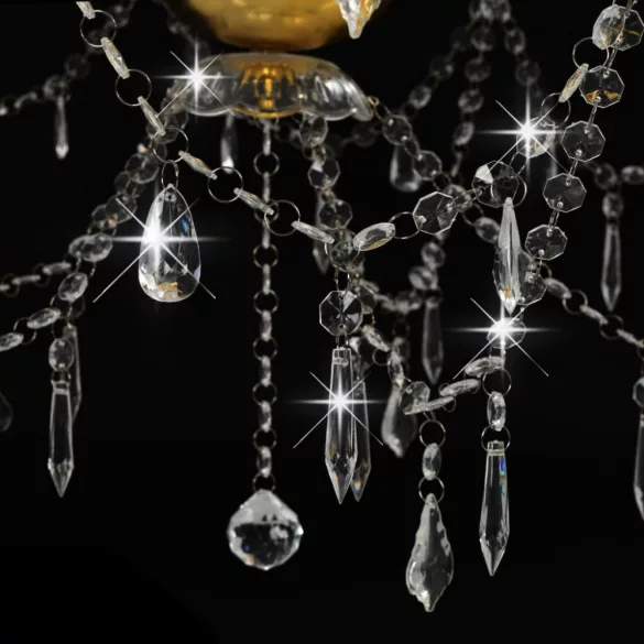 aranyszínű kétszintes csillár 15 db E14 izzófoglalattal