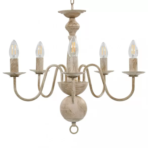 fehér antik csillár 5 db E14 égővel