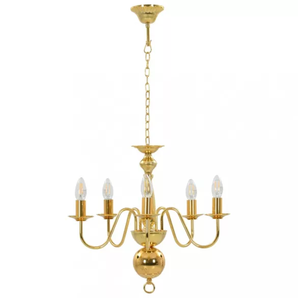 aranyszínű csillár 5 db E14 izzófoglalattal