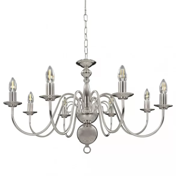 ezüstszínű csillár 8 db E14 izzóval