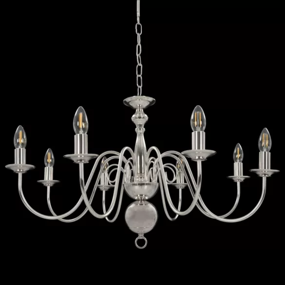 ezüstszínű csillár 8 db E14 izzóval