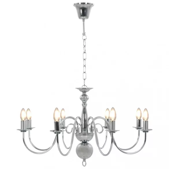 ezüstszínű csillár 8 db E14 izzóval
