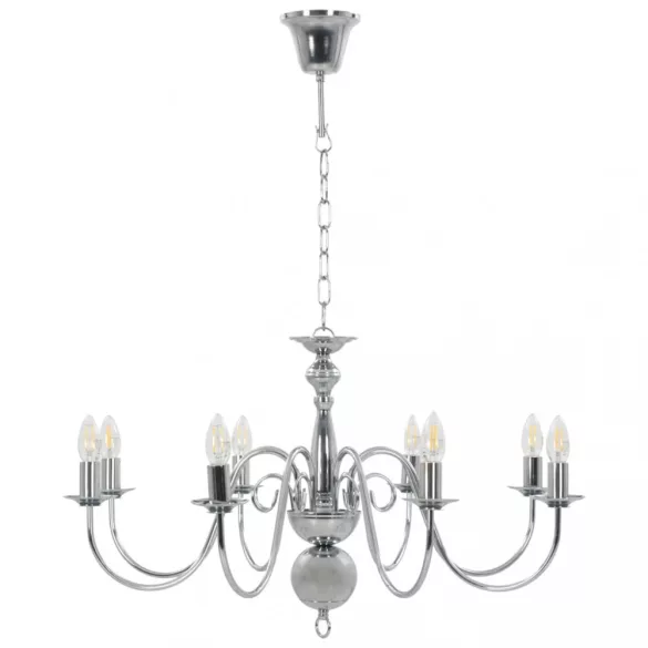 ezüstszínű csillár 8 db E14 izzóval