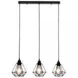 fekete gyémántformájú mennyezeti lámpa 3 x E27