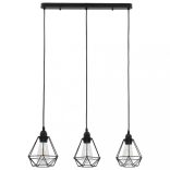 fekete gyémántformájú mennyezeti lámpa 3 x E27